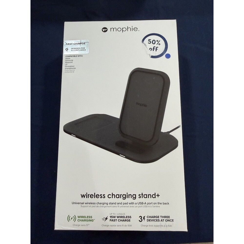 Mophie 15W 3-in-1 Wireless Charging Stand - Black NEW OPEN BOX